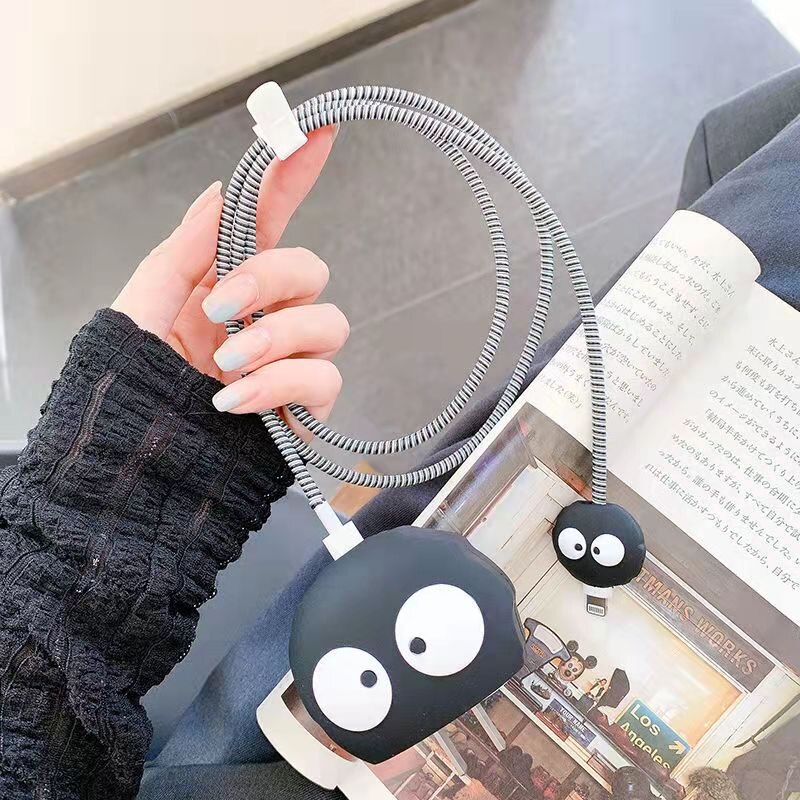 4 in 1 Set Silicone Charging Cable Protector Cute Cartoon Charger Protector Cover for iPhone 18W 20W Charger [cchoice]