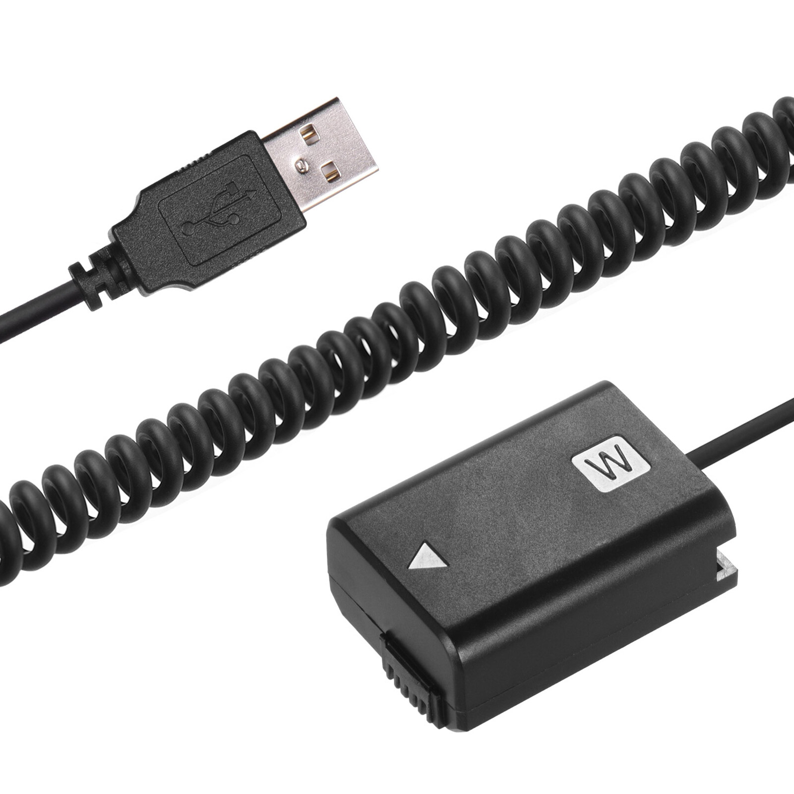 Andoer 5V USB NP-FW50 Dummy Battery Pack Coupler Adapter with Flexible Spring Cable Compatible with Sony A7 A7II A7R A7S A7RII A7SII A6000 A5000 A3000 NEX5 NEX3 ILDC Camera
