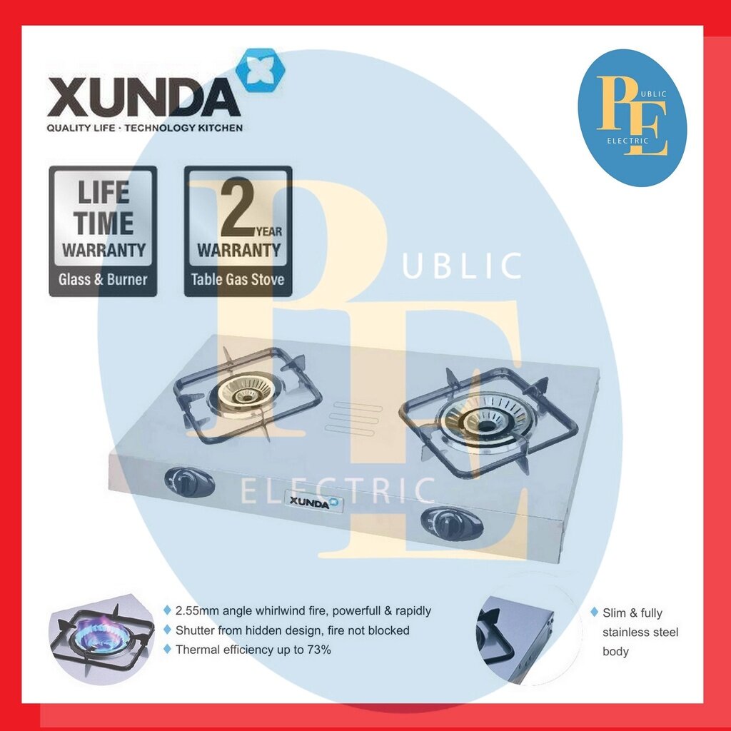 XUNDA Super Slim Body Table Top Stainless Steel Gas Cooker Gas Stove