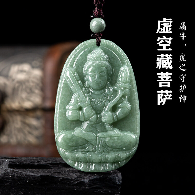 TIMESWIND Natural Green Burmese Jade guanyin 8 Patronus Lucky Jade Pendant with Certificate Y1N
