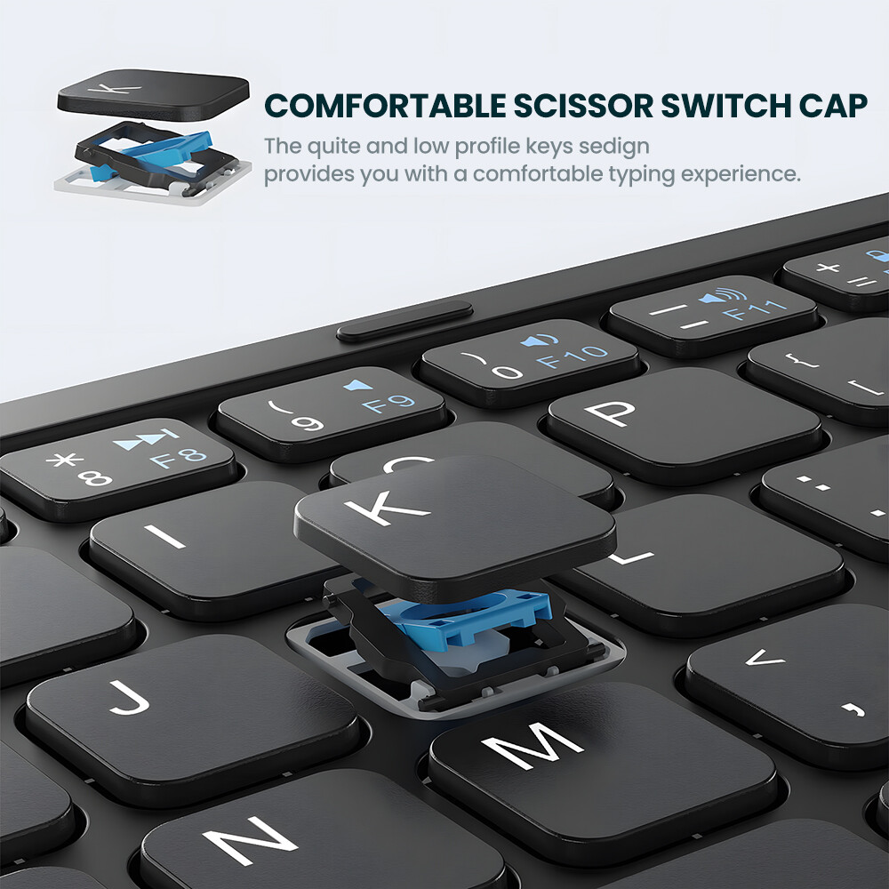 B055 siêu mỏng Bàn phím bluetooth không dây New bốn-fold với lớn Touchpad Bàn phím bluetooth cho máy tính bảng im lặng Mini Bàn phím di động cho máy tính xách tay/máy tính bảng/điện thoại di động