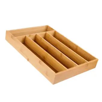 Simhoa Bamboo Wooden Cutlery Tray Flatware Holder Tidy Drawer