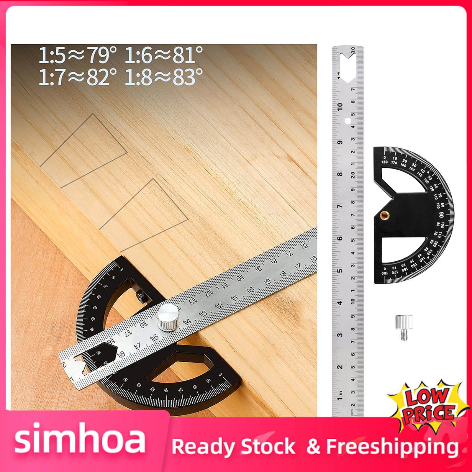 simhoa Metal Protractor Measure Layout Tool Woodworking Ruler for ...