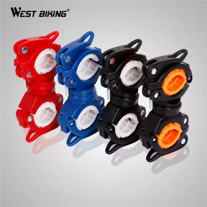 WEST BIKING Bicycle Rotating Light Double Holder LED Front Flashlight Pump Lamp Handlebar Seatpost 360 Degree Rotation MTB Bike Cycling Light Holder