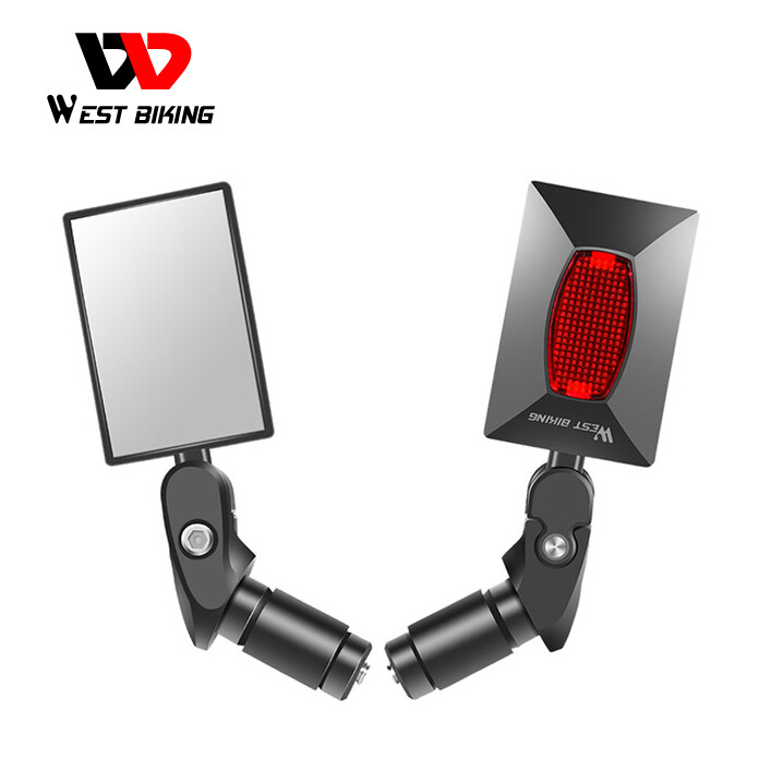 WEST BIKING Bicycle Rearview Mirror Wide Angle Handlebar Mirror 360 Degree Rotation Adjustable Cycling Back Mirror