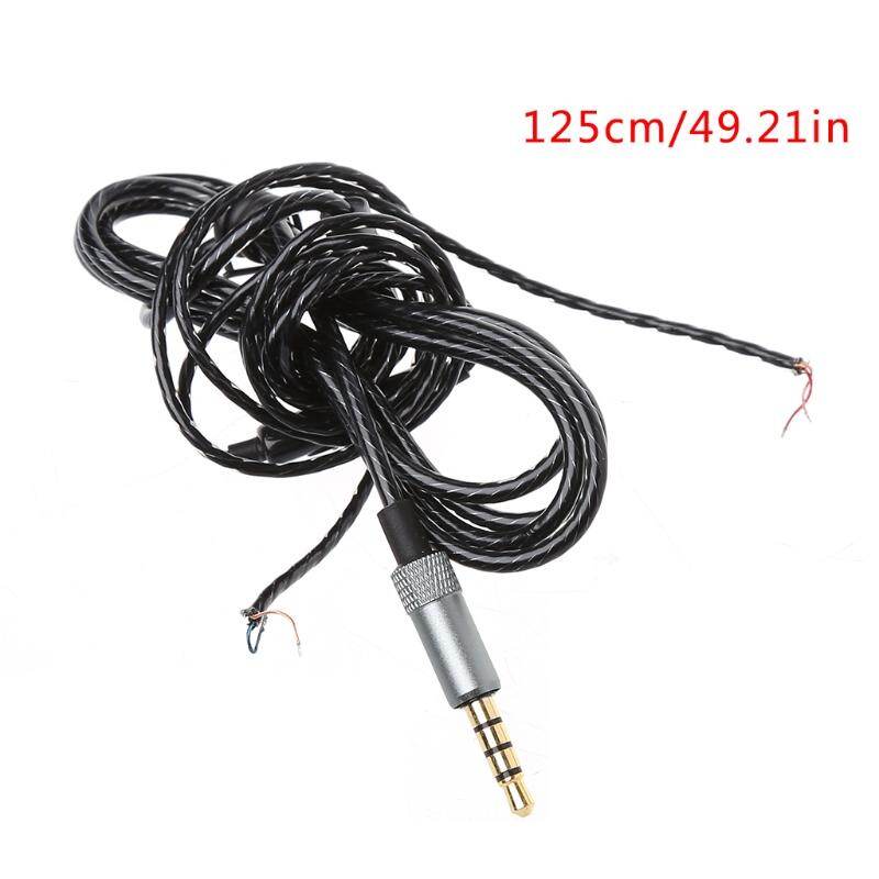 3.5mm Jack DIY Replacement Headphone Audio Cable Maintenance Wire With MIC 1.25m