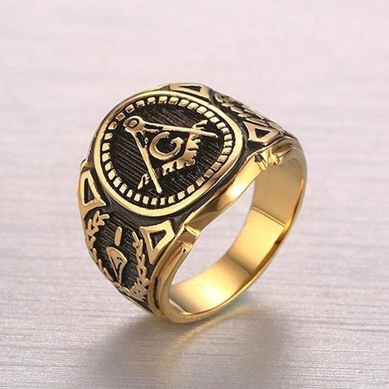 Gold Silver Plating Mason Signet Ring Men s Women Stainless