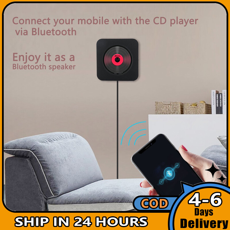 Wall Mountable CD Player Portable Bluetooth Music Player with Remote Control