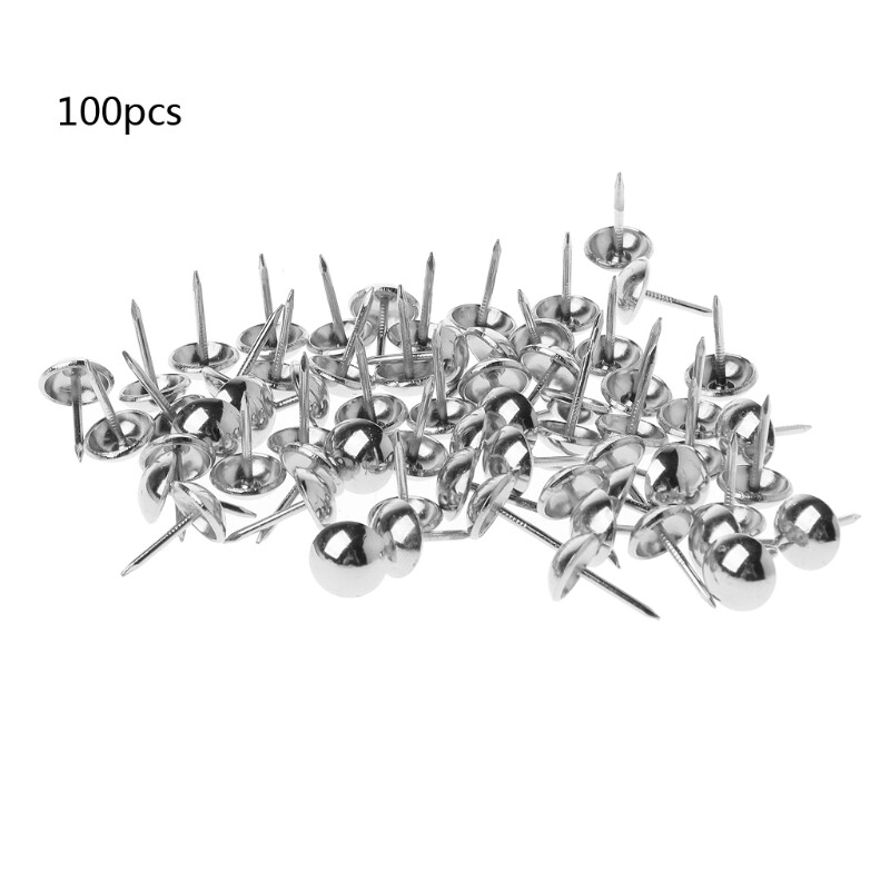100pcs Antique Brass Upholstery Nails Furniture Tacks Pushpins Hardware Decor