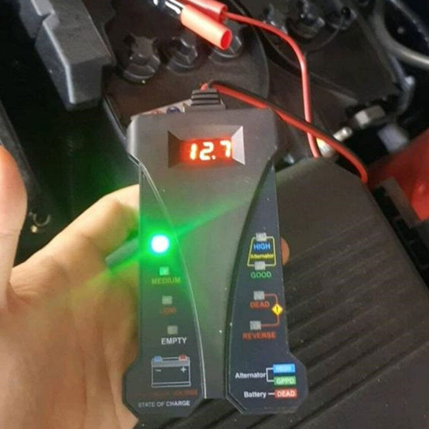 12V Digital Display Battery Alternator Tester Display Volt Check Car Motorcycle Tool Voltmeter and Charging Test System Analyzer Diagnostic Tool