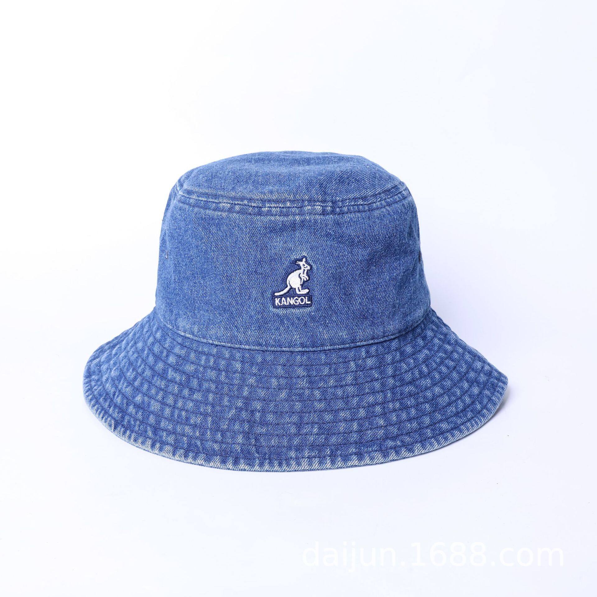 Kangol Denim Bucket Hats Britain Popular Outdoor Sunshade Hat Light Blue Women  Hat Large Brim Men Hat Fashion Versatile Fisherman Hat