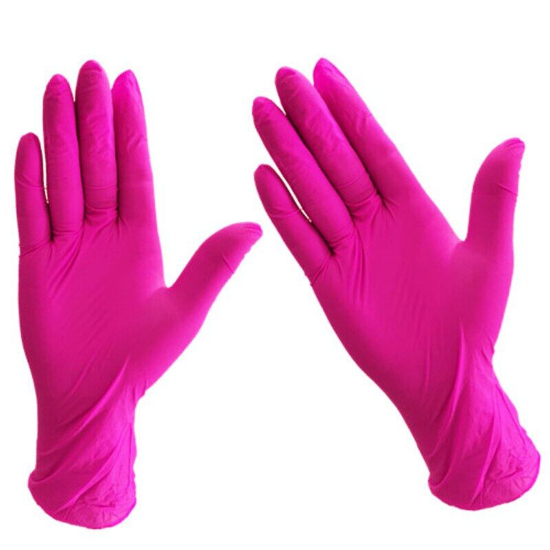 Pink Gloves Disposable Nitrile Rubber Latex Gloves Universal Kitchen