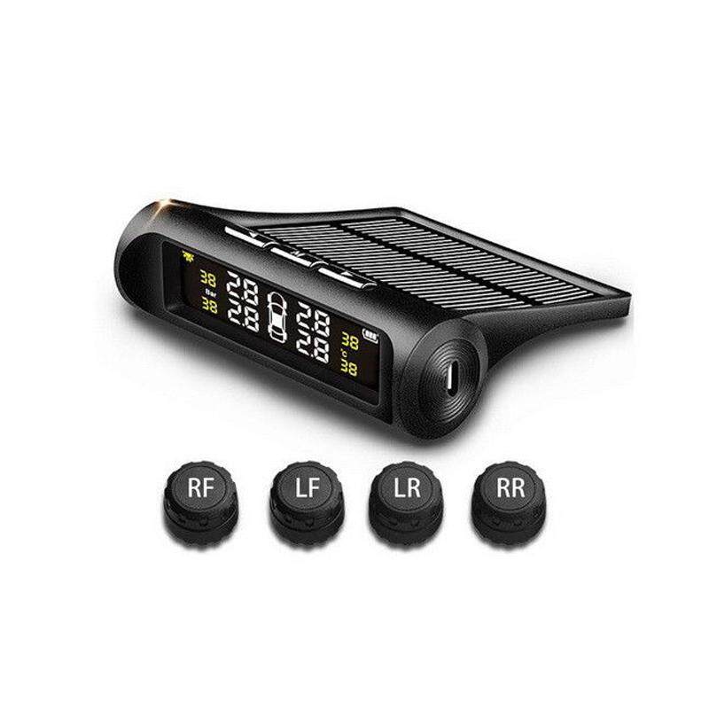 Nirkabel Pemantau Tekanan Ban Sistem TPMS Surya LCD dengan 4 Sensor Eksternal