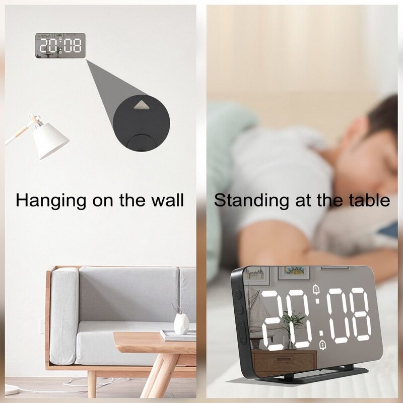 Nơi bán 【Đồng Hồ Báo Thức LED Tráng Gương 】Đèn Hiển Thị Thời Gian Bàn Nhiệt Độ Kỹ Thuật Số Ban Đêm, Trang Trí Nội Thất Đồng Hồ