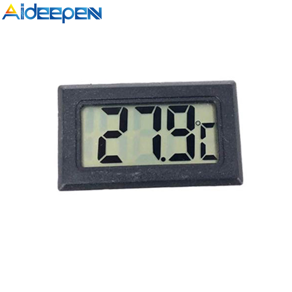 Aideepen Embedded Digital Thermometer with Built-in Probe and LR44 Battery Black Rectangular Thermometer Hygrometer Aquarium Temperature Humidity Meter