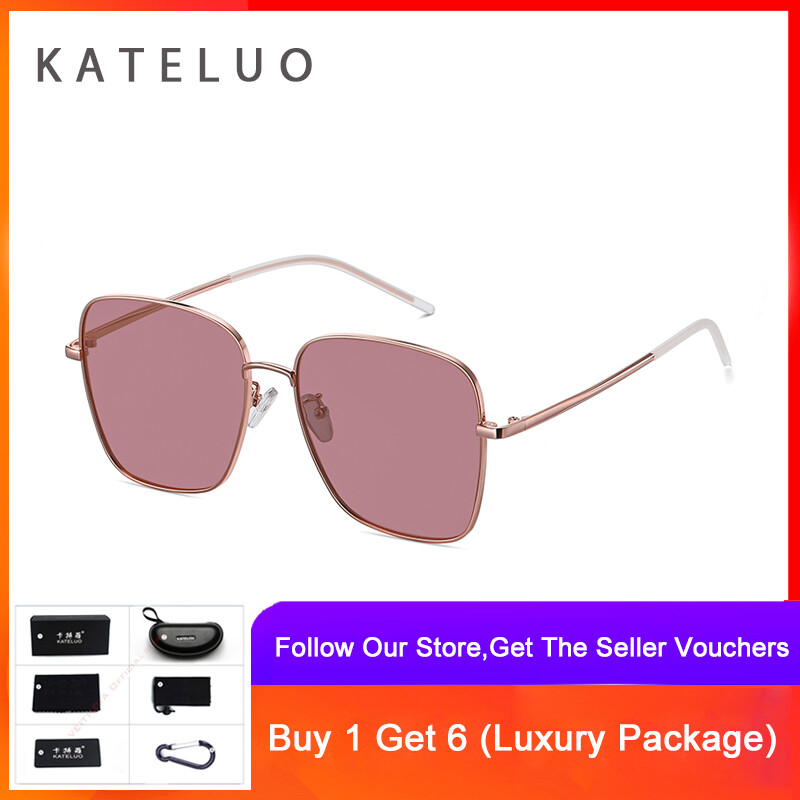 Kateluo a0743 women's polarized sunglasses metal frame trend wear plain glasses