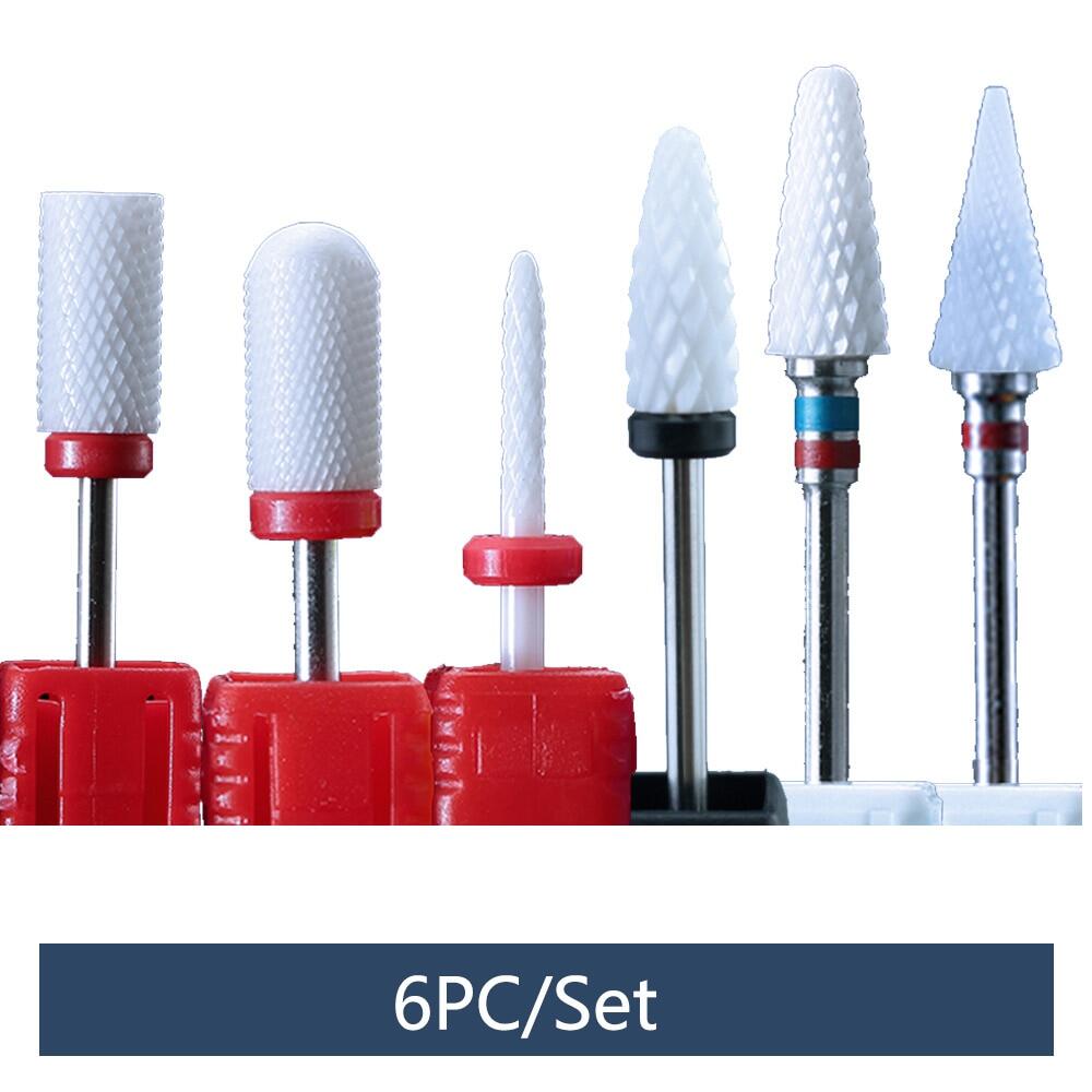 7Pc Ceramic Nail Drill Bits Diamond Cutters Set Of Milling Cutters For Manicure Drill Bits Flame Cutter For Nails Accessories