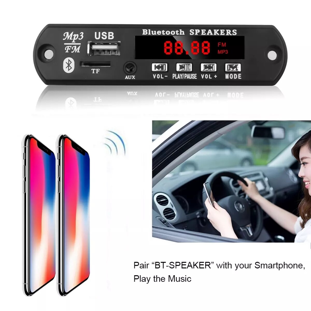 Mô-đun Giải Mã MP3 JTKE Bluetooth 5.0, Máy Chơi Nhạc MP3, Thẻ TF, FM, Từ Xa, Có Micro, Không Dây, Dùng Cho Ô Tô
