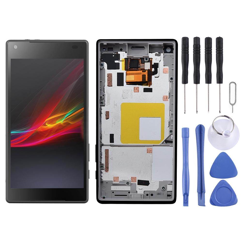 Layar LCD dan Digitizer Penuh Perakitan dengan Frame untuk Sony Xperia Z5 Kompak/E5803/E5823/Z5 Mini (hitam)
