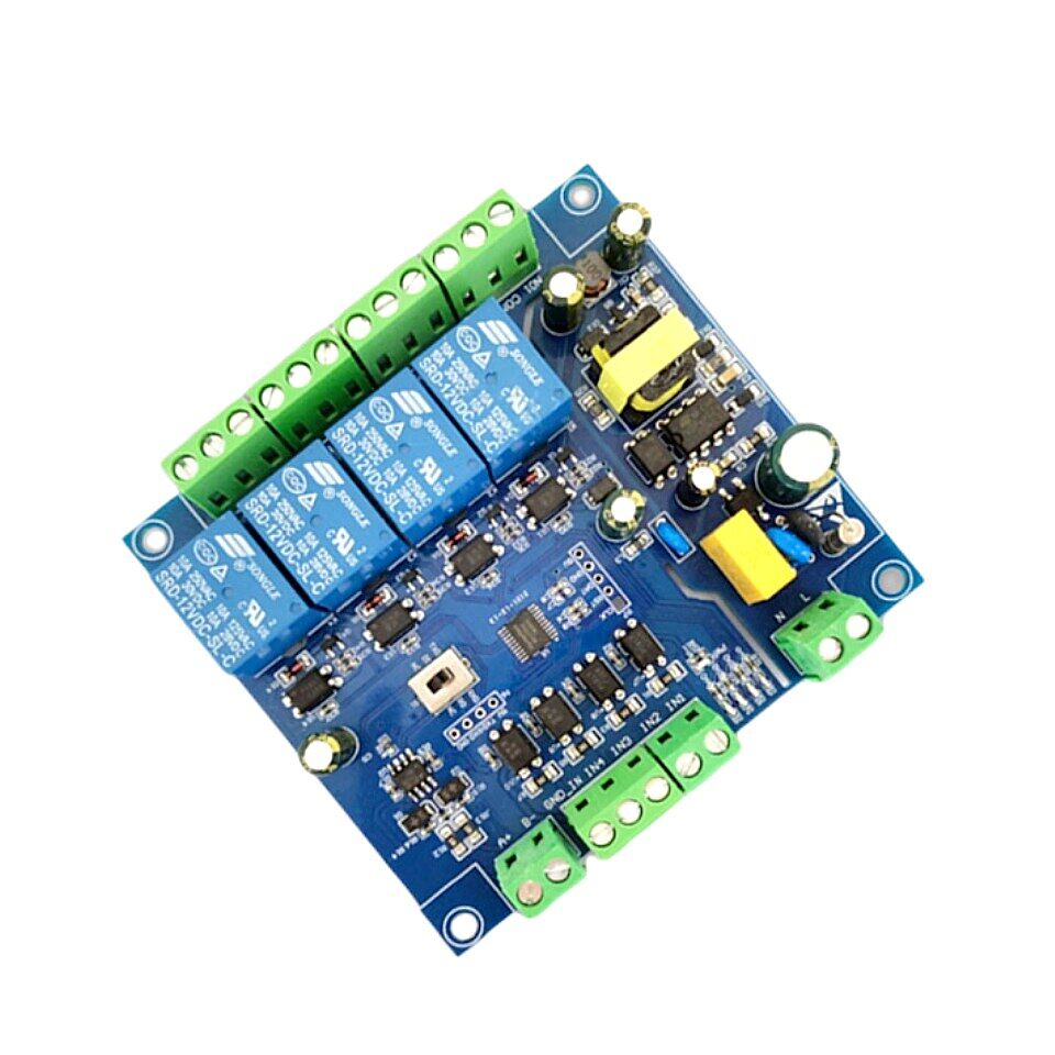 220V Power Supply Modbus RTU 4 Channels Relay Module RS485/TTL UART
