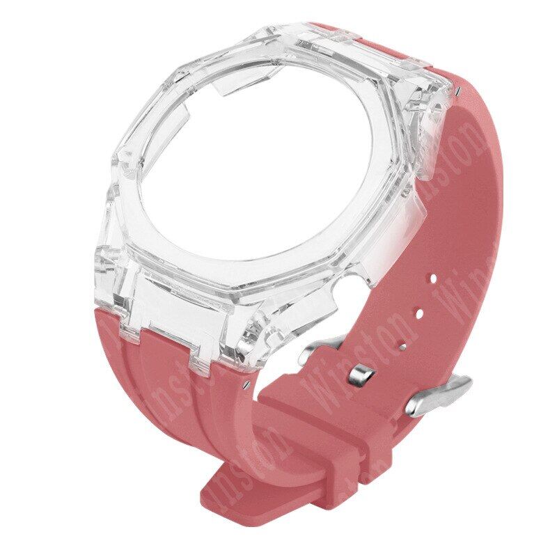 For GMA-S2100 3rd Modified Accessories Strap GMAS2100 Gen3 Transparent Case Rubber Strap Adapter For Casioak Watch Band MOD Kit