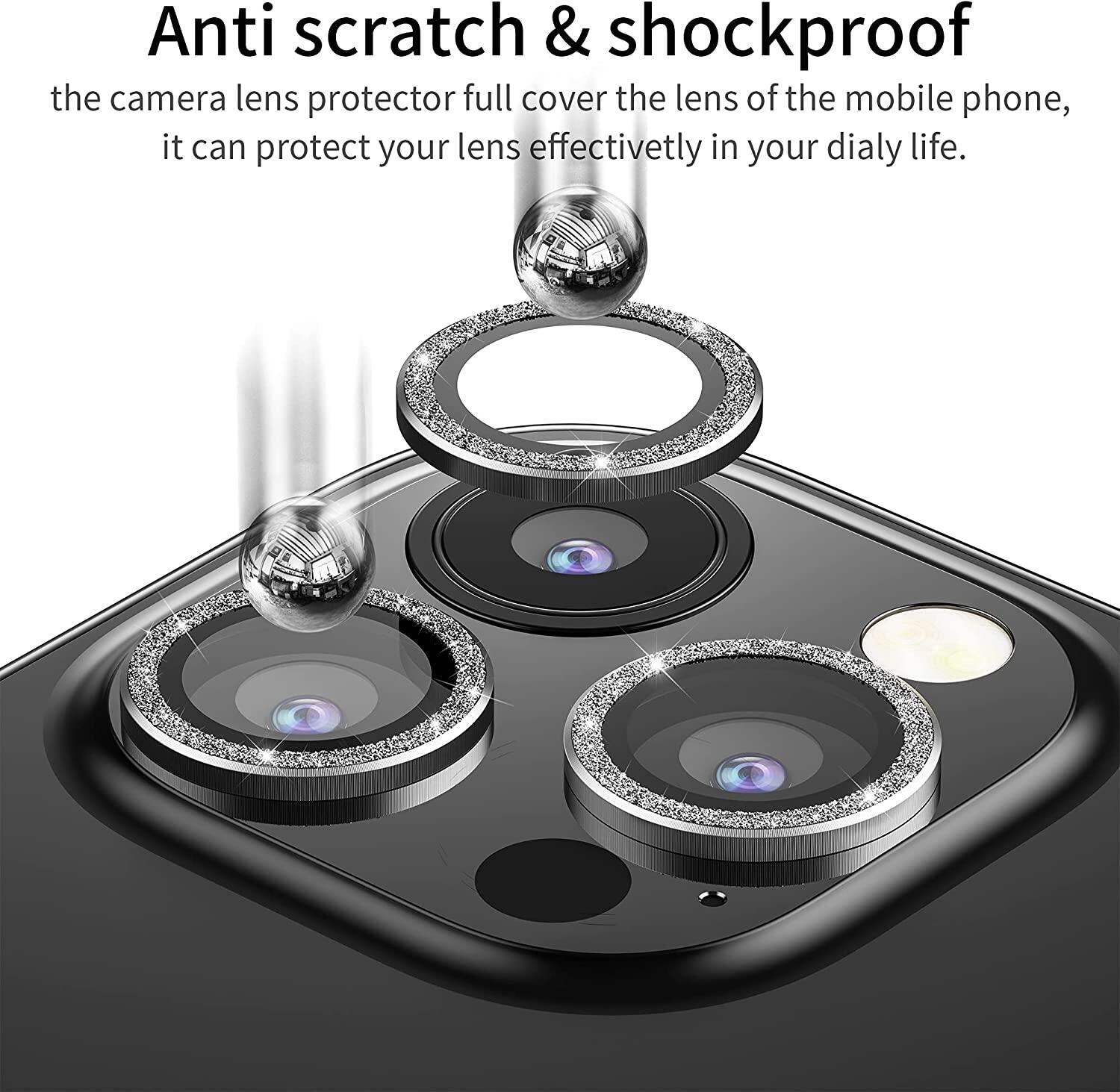 AKABEILA Sparkling Diamond Camera Lens Protector For iPhone 13 Pro Max 12 Pro Max Mini 11 Pro Max Bling Rainbow Metal HD Tempered Glass Camera Film Screen Protection Top Seller
