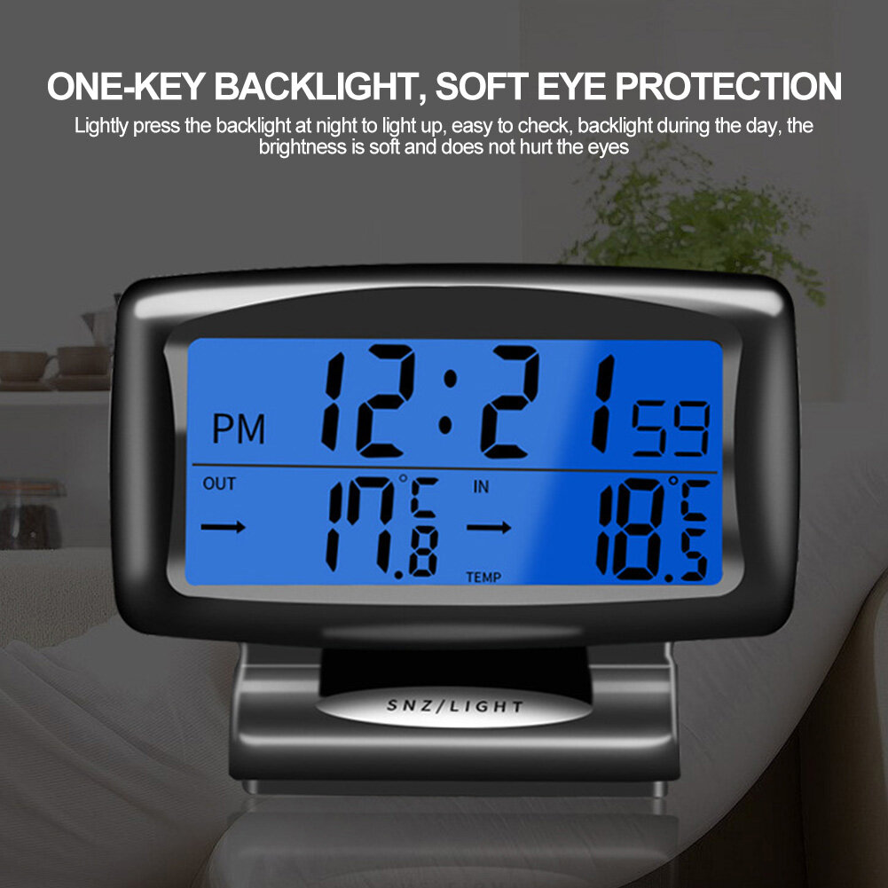 JaneDream Car Thermometer Digital Alarm Clock Auto Temperature Gauge Backlight Electronics Accessories