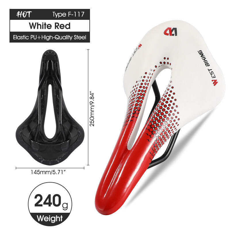 WEST BIKING Bicycle Saddle Seat Road Steel Rails Mountain Bike Seat Hollow Breathable Road MTB Bike Saddle Cushion Bike Accessories Soft PU Leather Cycling Saddle