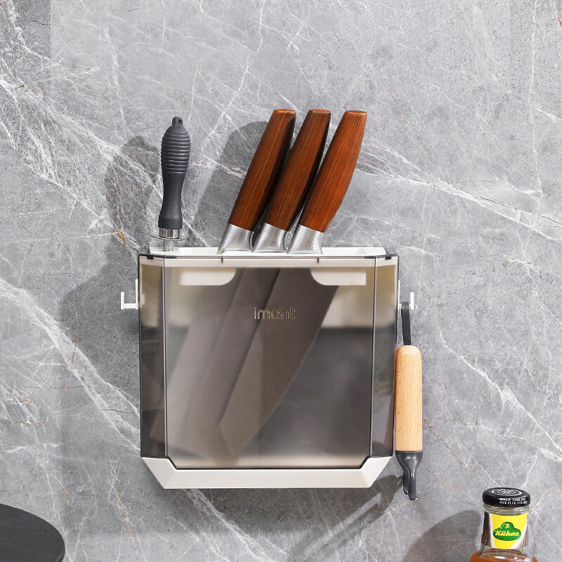 Transparent knife storage rack kitchen wall-mounted knife rest cabinet Ultra-thin kitchen knife holder hidden knife holder insert knife rest