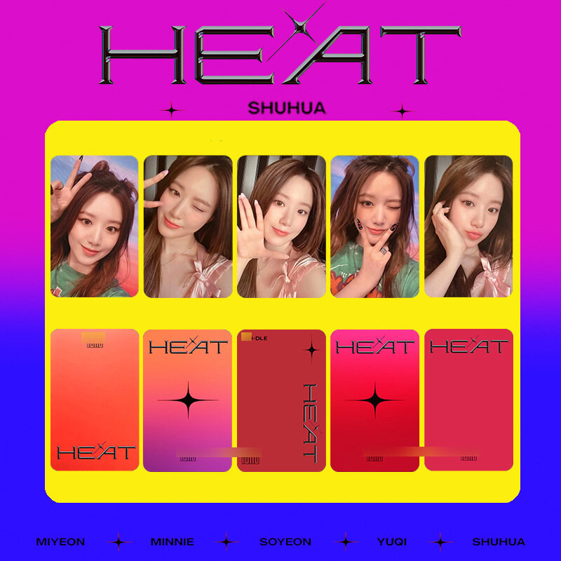 I-DLE Album Heat Solo PhotoCards Kpop Yuqi Miyeon Shuhua Seyeon Solo Photo Cards 5 Per Set