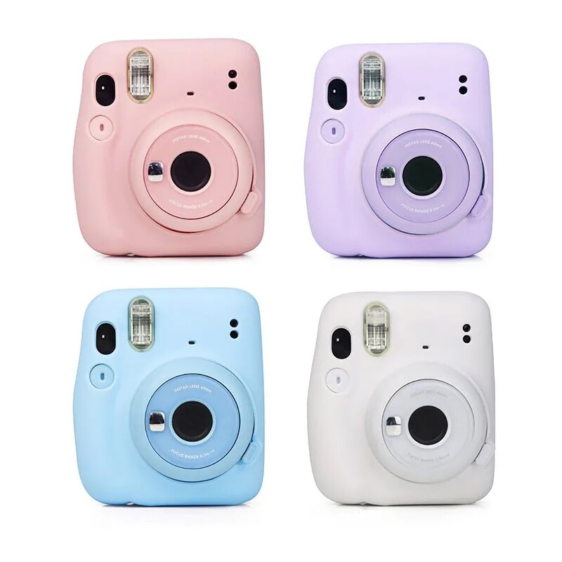 Ốp Silicon Cho Máy Ảnh Cho Fujifilm Instax Mini11 Mini 11 Vỏ Bảo Vệ Ốp Vỏ Mềm Màu Trơn Chống Trầy Xước