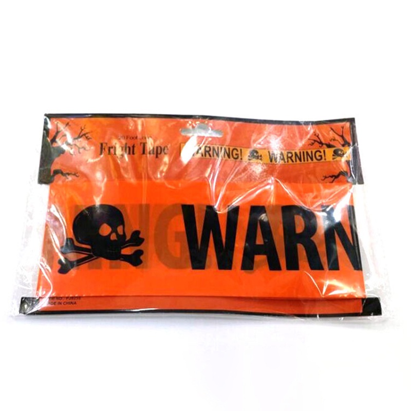 DENOSWIM 1pc Halloween Props Plastic Skull Head Warning Tape Signs Halloween Decoration Witch Balloons Horror Props