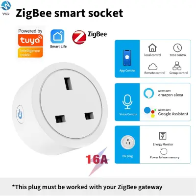 Wilk Tuya zigBee Smart Plug Socket UK Adaptor Wireless Remote Voice Control Power Energy Monitor Timer For Alexa Google Home