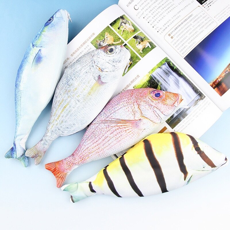 Creative salty fish pen bag fish shape stationery storage bag pencil case simulation salted fish sea fish pen bag personalized stationery bag