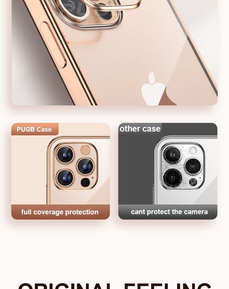 Luxury Electroplating Frame Case for Iphone 11 12 13 Pro Max Shockproof Transparent Silicone Case for Iphone 7 8 Plus Casing XR Xs Max Lens Protective Soft Back Cover for SE 2020