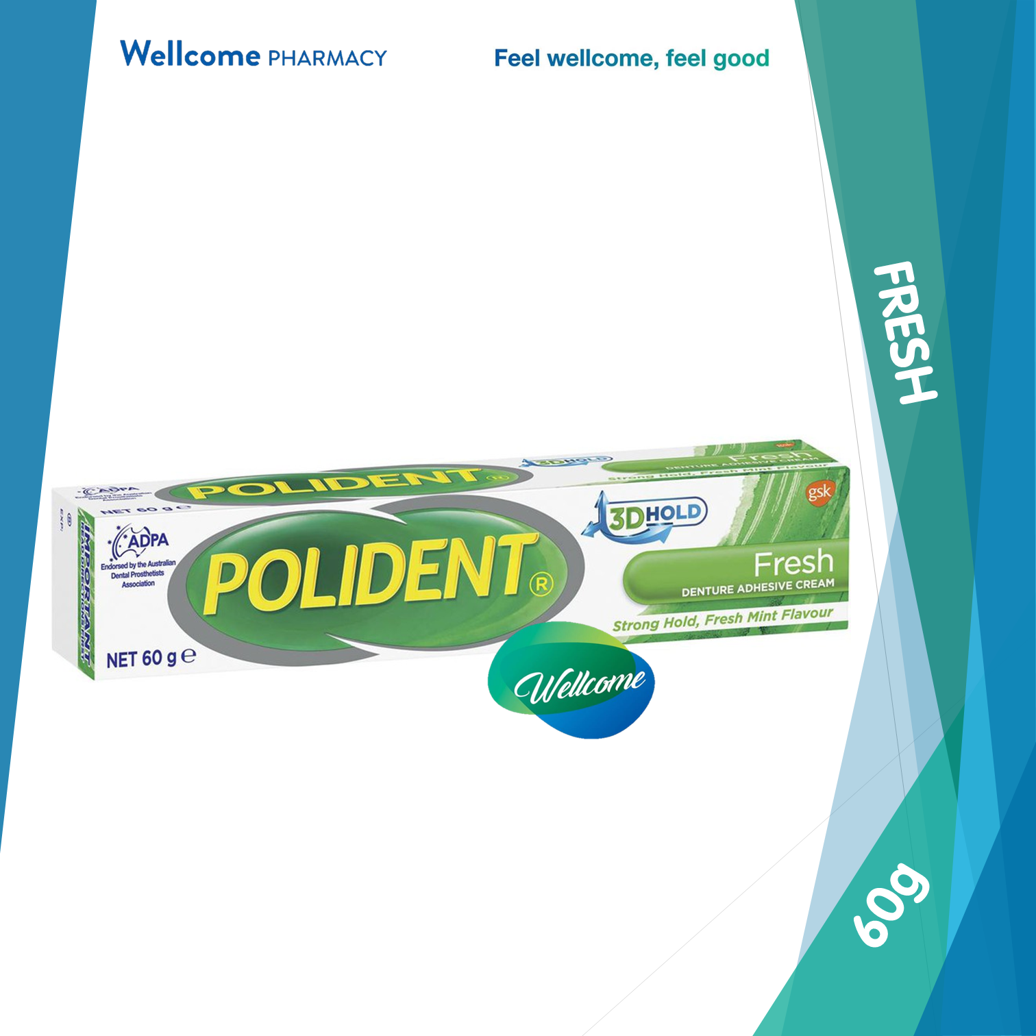 Polident Denture Adhesive Cream Fresh Mint 60g Lazada