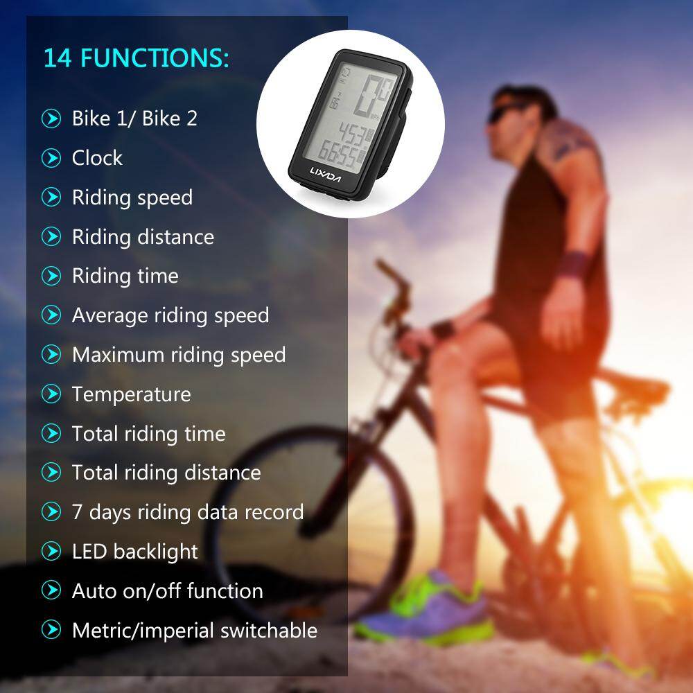 Lixada USB Rechargeable Wire less Bike Cycling Computer with Bicycle Speedometer Odometer