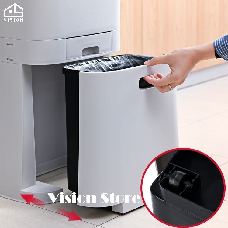 Tầm Nhìn 3 Lớp Nhà Bếp Thùng Rác Thùng Rác Di Chuyển Khô-Ướt Phân Loại Bin Hộ Gia Đình Phân Loại Thùng Rác Tầng Thường Vụ Nhựa Đựng Rác Phân Loại Giỏ Đựng Giấy Thùng Rác Với Bìa