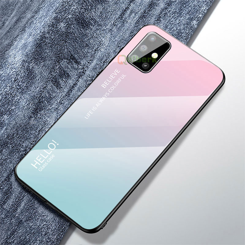 Đối với Samsung Galaxy A51 Vỏ kính cứng Gradient Chống xước Bảo vệ mặt sau