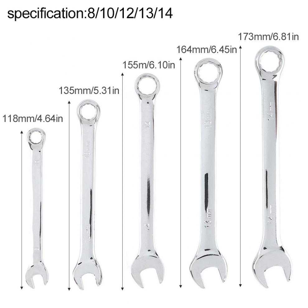 ChgImposs 5Pcs 8Mm-14Mm Kết Hợp Cờ Lê Kit, Cờ Lê Tay Cầm Bánh Cóc Hệ Mét Sử Dụng Kép