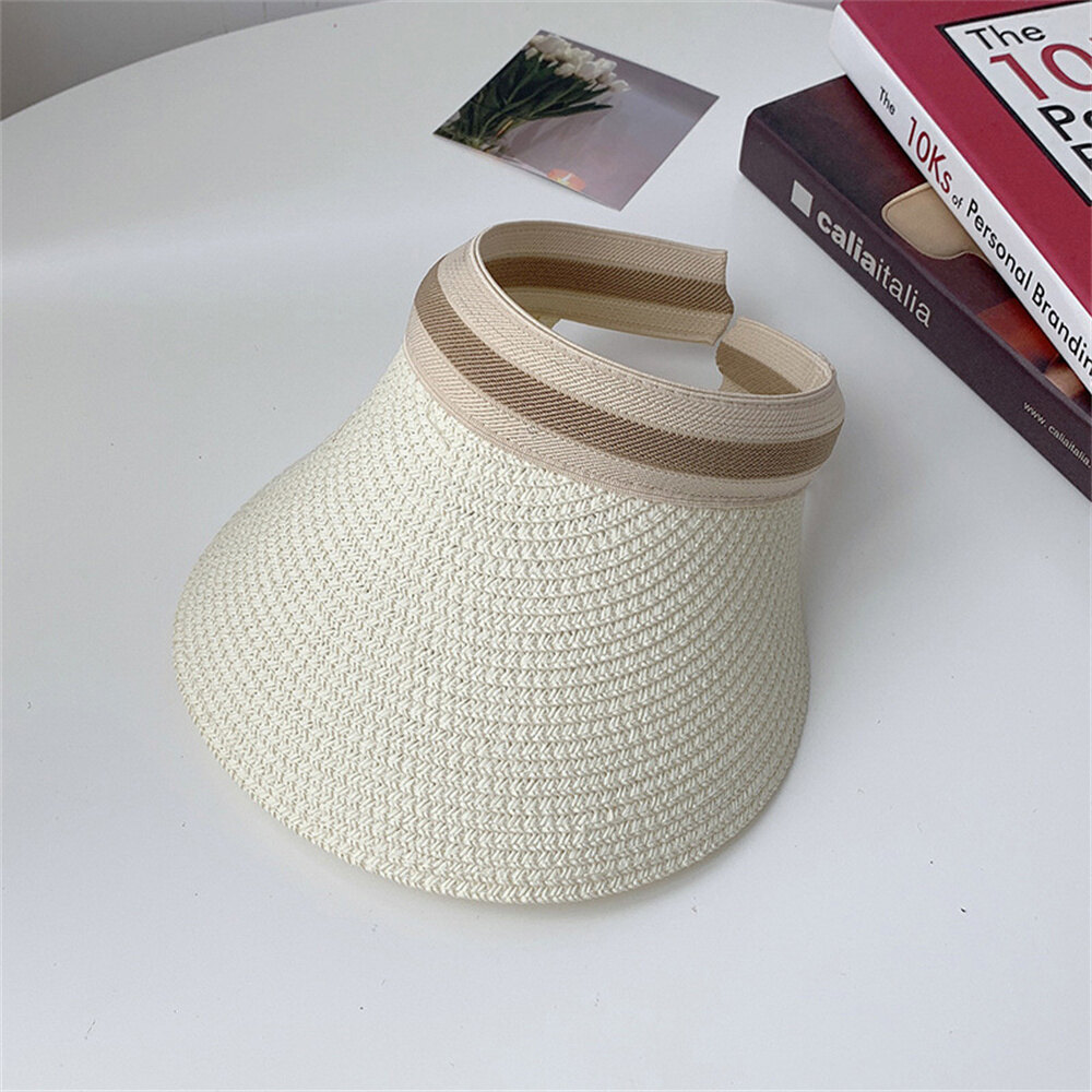 Sanhe Fashionable Solid Color Wide Bristle Hat Sun Hat for Women Imitation Straw Caps