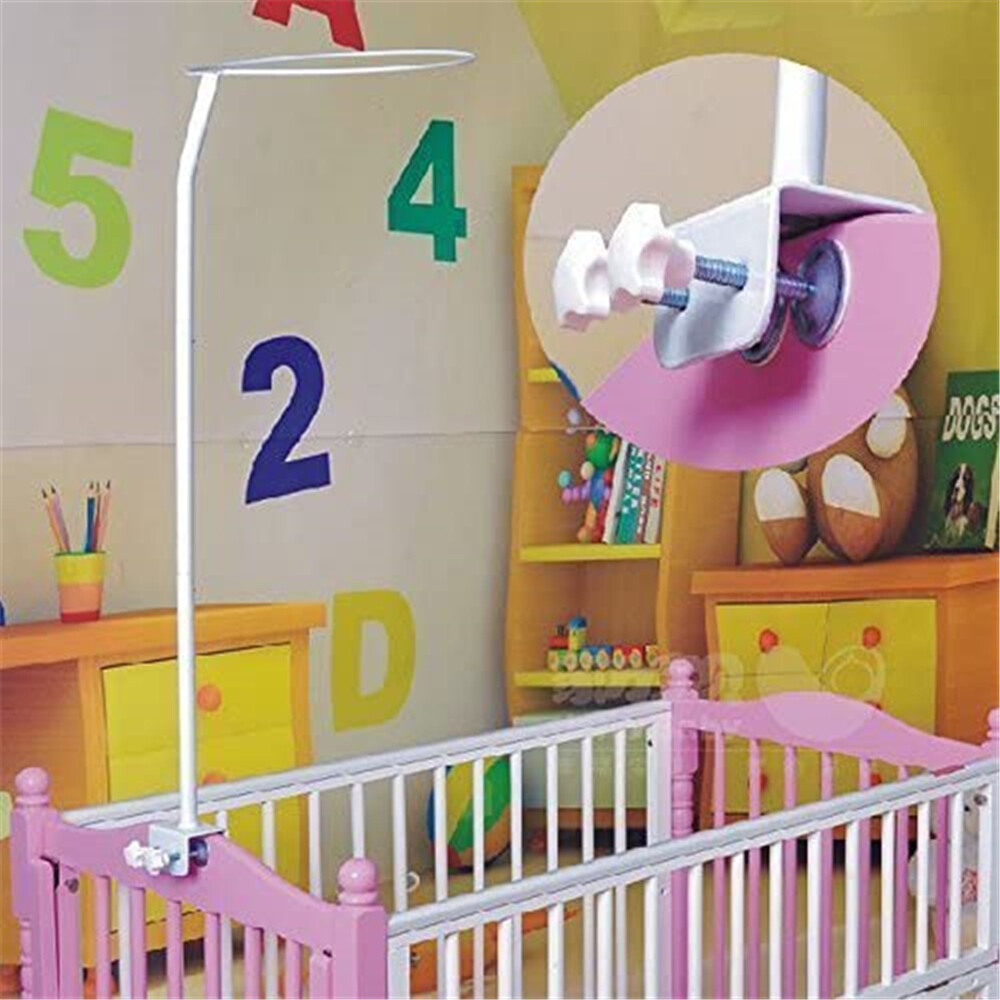 Crib Canopy Holder Universal Metal Adjustable Clip-On Stand Bracket for Crib Cot Bed Mosquito Net