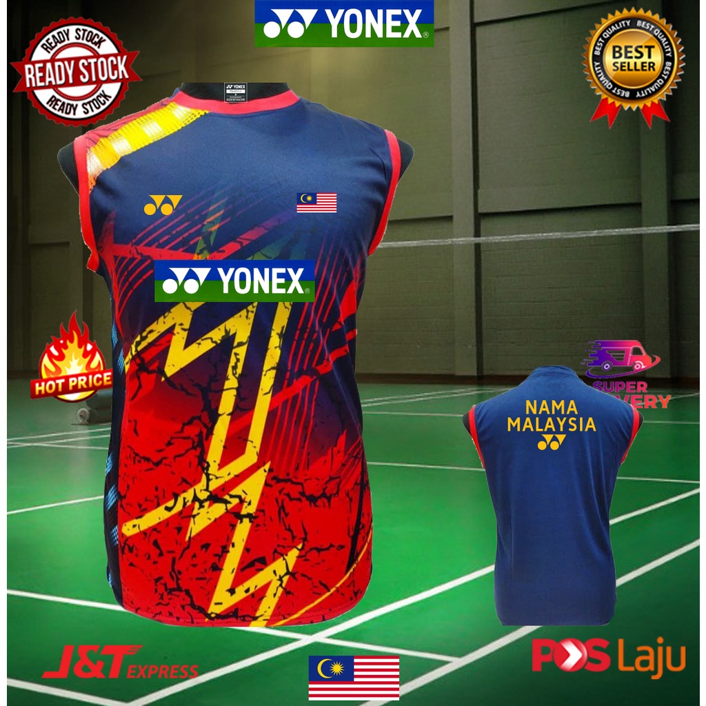 Yonex NEW Design Edition Malaysia Badminton Jersey Yonex Sleeveless T-shirt Ready Stock All Size Free Custom Name