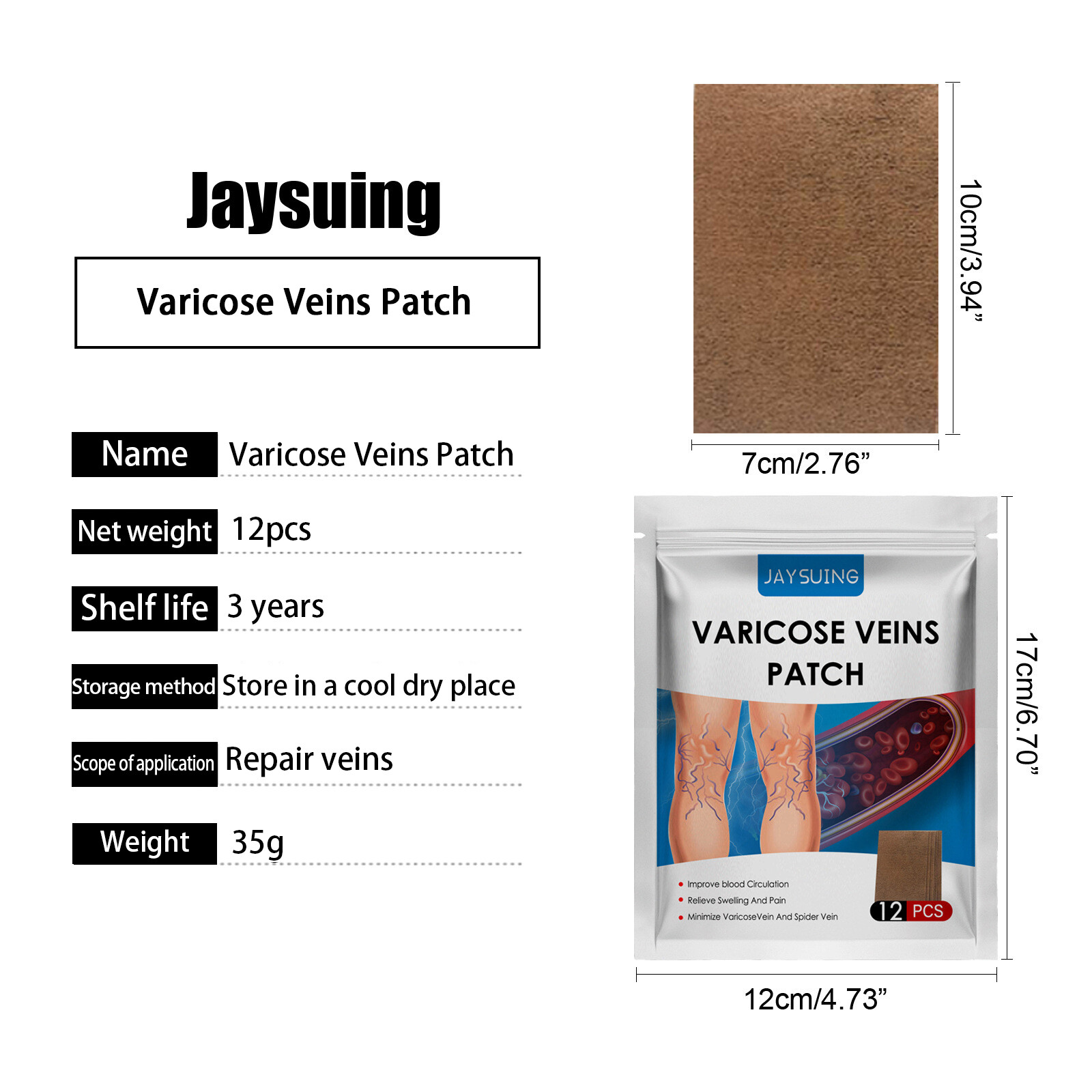 Jaysuing Miếng Dán Giãn Tĩnh Mạch Miếng Dán Thạch Cao Giảm Đau Chân Tĩnh Mạch Thông Báo Tĩnh Mạch Giảm Đau Chân Giãn Mạch Thuốc Mỡ Giảm Đau Nhện Dễ Hấp Thụ Phục Hồi Sưng Thúc Đẩy Lưu Thông Máu Chăm Sóc Cơ Thể