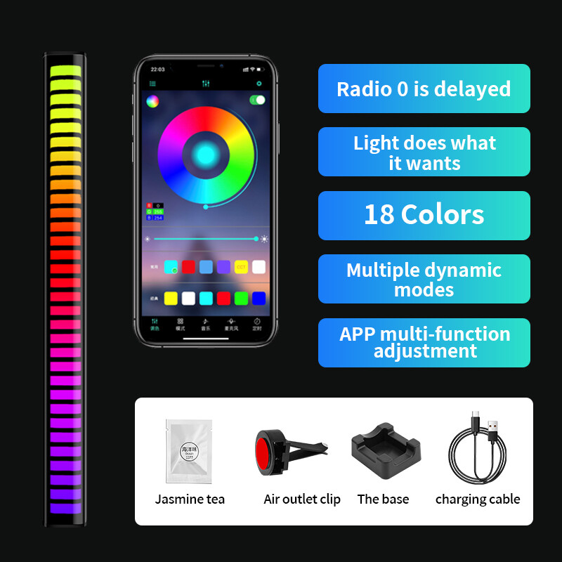 Kebidumei Car Music Rhythm Lamp Air Outlet Freshener RGB 32 LEDs Sound ...