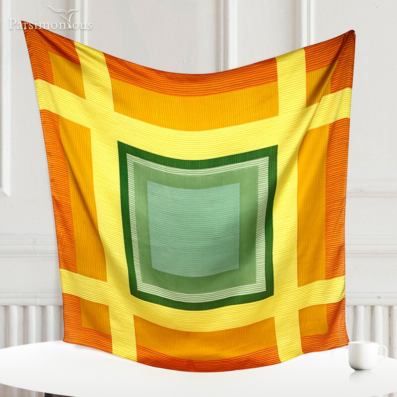 Ladies Fashion 90cm Square Silk Scarves Patchwork Color Large Shawl Wrap Hijab Women Bandana Neckerchief WJ1006-175