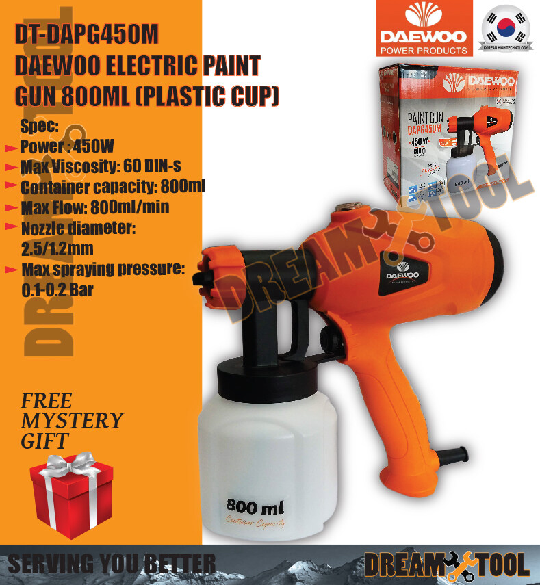 *SPRAY GUN/ CAT GUN* Daewoo 450W Electric Spray Paint Gun 800ml ...