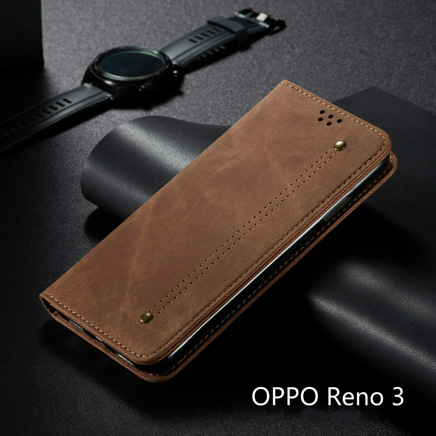 XICCI Wallet Phone Case for OPPO Reno 3 Magnetic 360 Retro Leather Credit Card Money Slot Back Cover for OPPO Reno 3 Leather Case