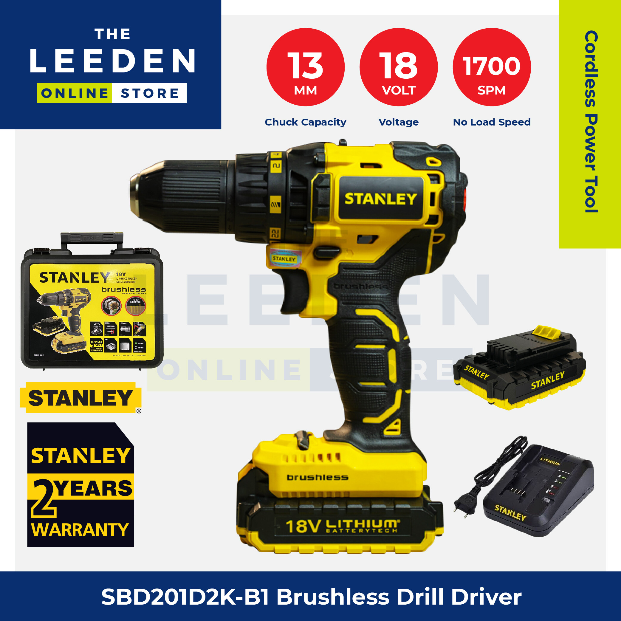 STANLEY SBD201D2K BI Brushless Drill Driver 18V by Leeden Online