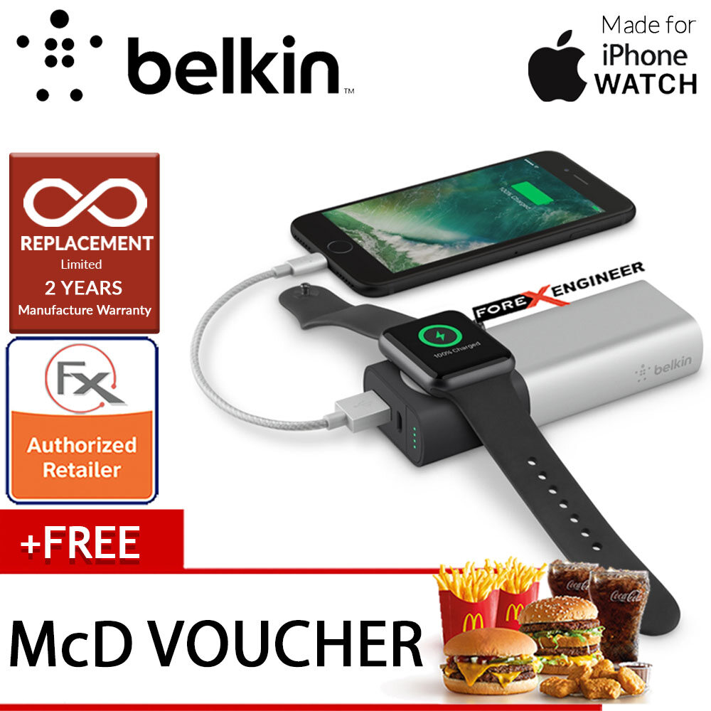 Belkin Valet Charger™ Power Pack 6700 mAh for Apple Watch and iPhone + FREE  1pcs Mc Donalds Cash Voucher ( Barcode: 745883717217 ) | Lazada